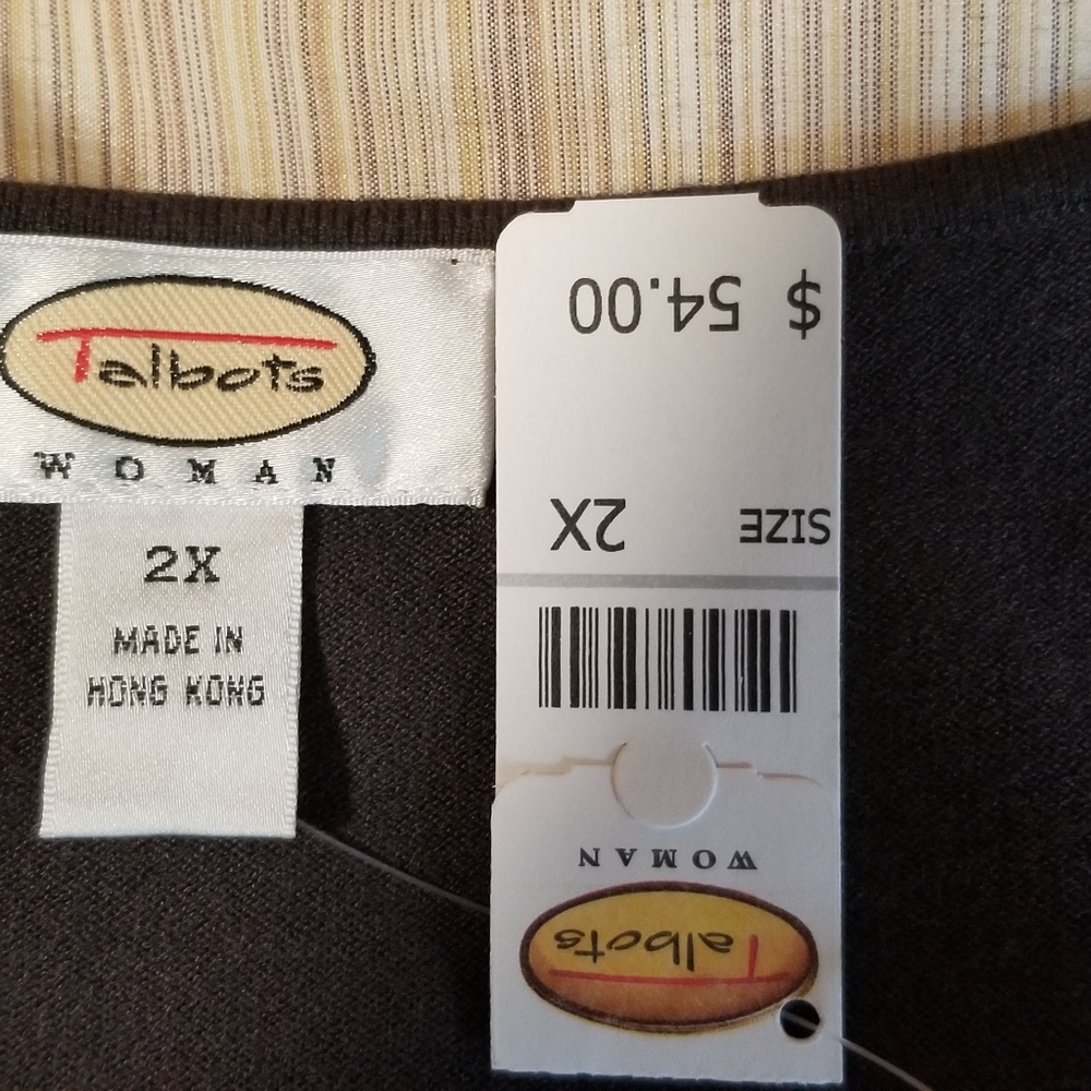 Talbots Woman NWT Grey Shirred Scoop Neck Lightweight Knit Top. Size 2X - Picture 4 of 7